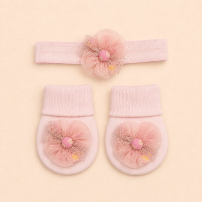 Pink Newborn Baby Girl Socks & Headband Set – Soft Floral Baby Accessories